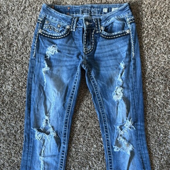 Miss Me 27 Light Wash Distressed Skinny Jeans - Picture 2 of 11